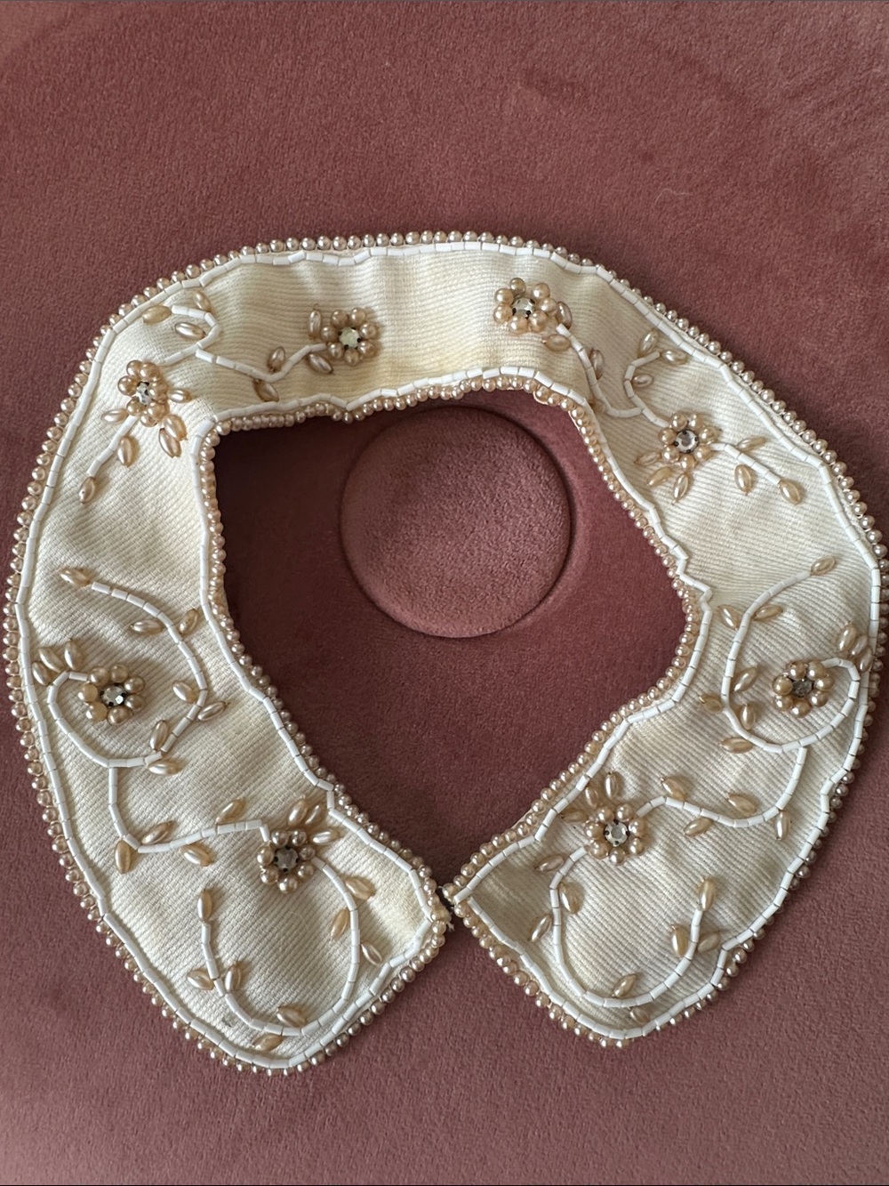 Vintage Embellished Ivory Beaded Detachable Collar by Baar & Beards Japan